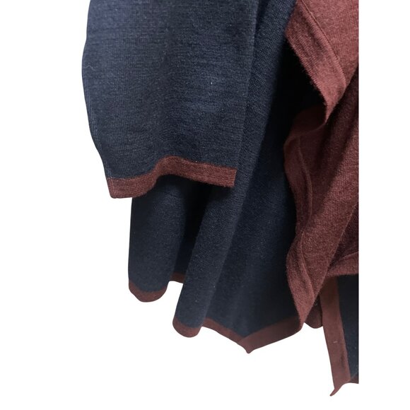 Rodier Vintage 2 Tone Blue and Red Wool Long Open Front Cardigan - Picture 4 of 7